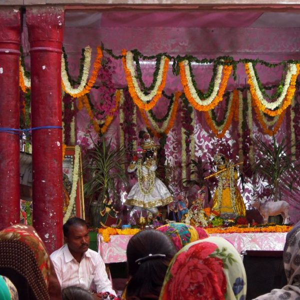 Fête des fleurs au Krishna temple à Pushkar