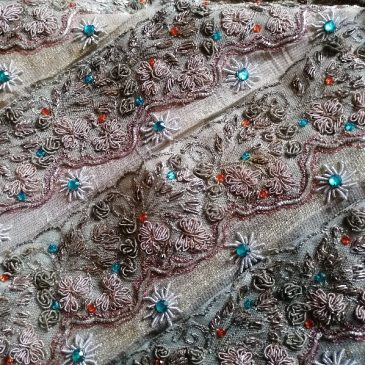 Galon argenté ancien broderie indienne