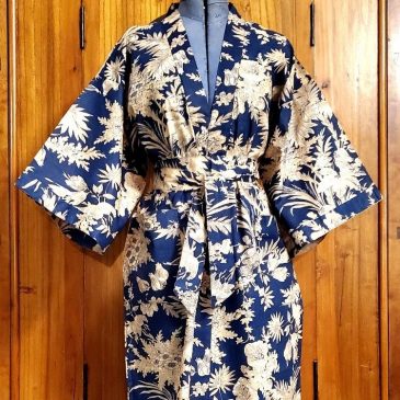 Kimono en coton indien impression au pochoir, sérigraphie manuelle, screen