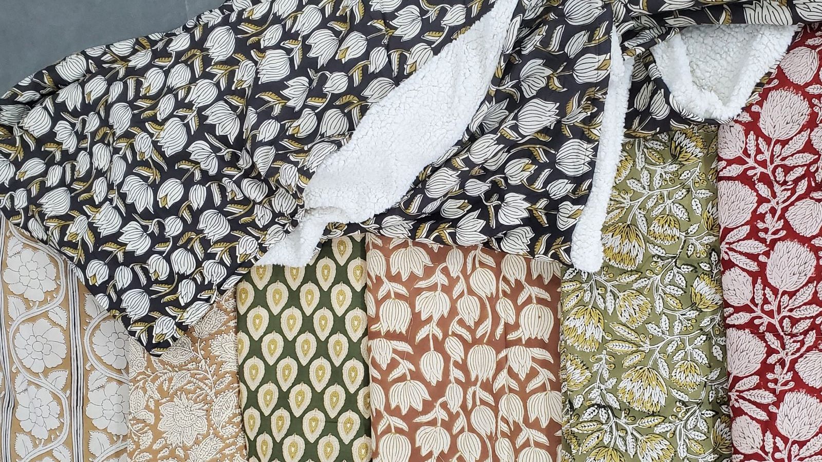 Sherpa, plaid coton imprimé au bloc