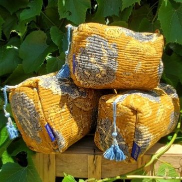 Trio de trousses de toilette imprimé Hortensia