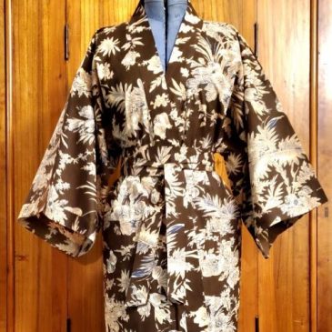 Kimono motif Fougères Chocolat