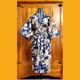 Kimono motif Fougères bleu-nuit
