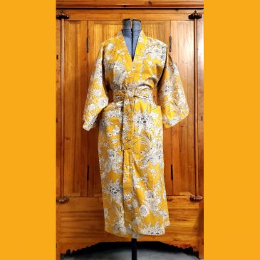 Kimono motif Fougères moutarde