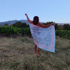 Paréo en voile de coton turquoise
