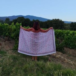 Paréo voile de coton fond blanc multifloral