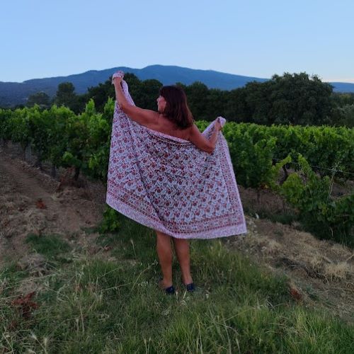 Paréo en voile de coton blanc motifs bruns