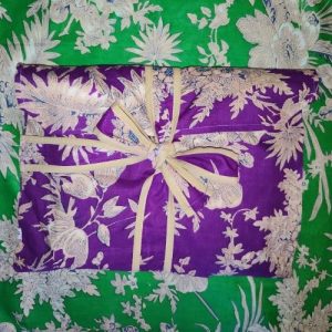 Pochon pyjama long, imprimé Fougères Vert et Violet