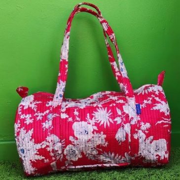 Sac week-end coton matelassé imprimé Fougère rouge